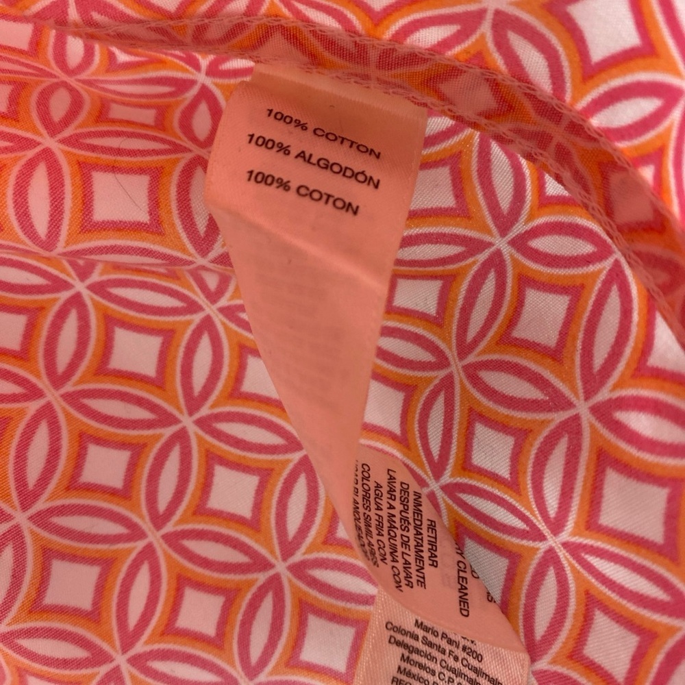 CHICO'S Button Down 3/4th Sleeve Shirt pink & orange Size 2 (US 12) non iron - Picture 6 of 8